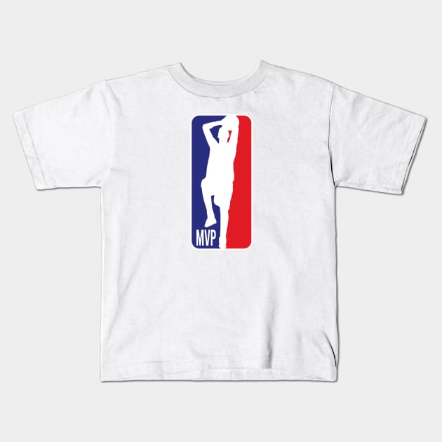 Nikola Jokic MVP Famous Shooting Shuffle Basketball Logo Kids T-Shirt by vlada123